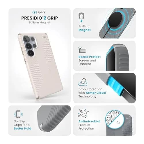 Speck Galaxy S25 Ultra Case - Magnet Case, 13-Foot Drop, No-Slip Grips, Magsafe, Raised Bezel, Presidio 2 Grip thumbnail 2
