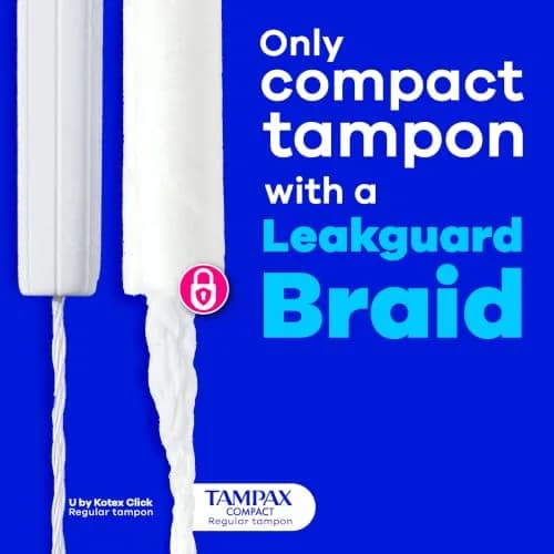 Tampax Compact Pearl Tampons for Women Multipack, Regular/Super Absorbency, Unscented, 45 Count | Dermatologist Tested Tampon thumbnail 4