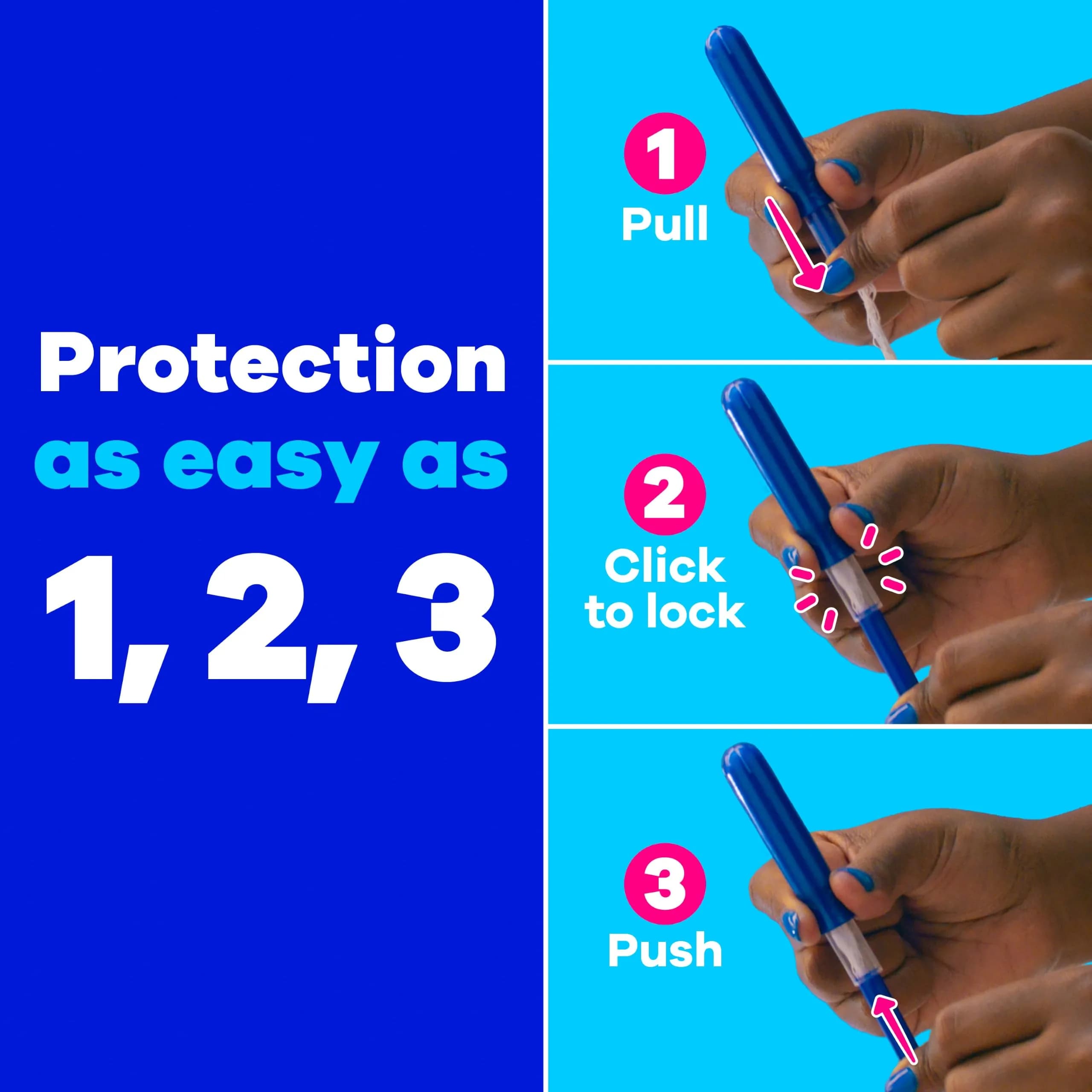 Tampax Compact Pearl Tampons for Women Multipack, Regular/Super Absorbency, Unscented, 45 Count | Dermatologist Tested Tampon - view 5