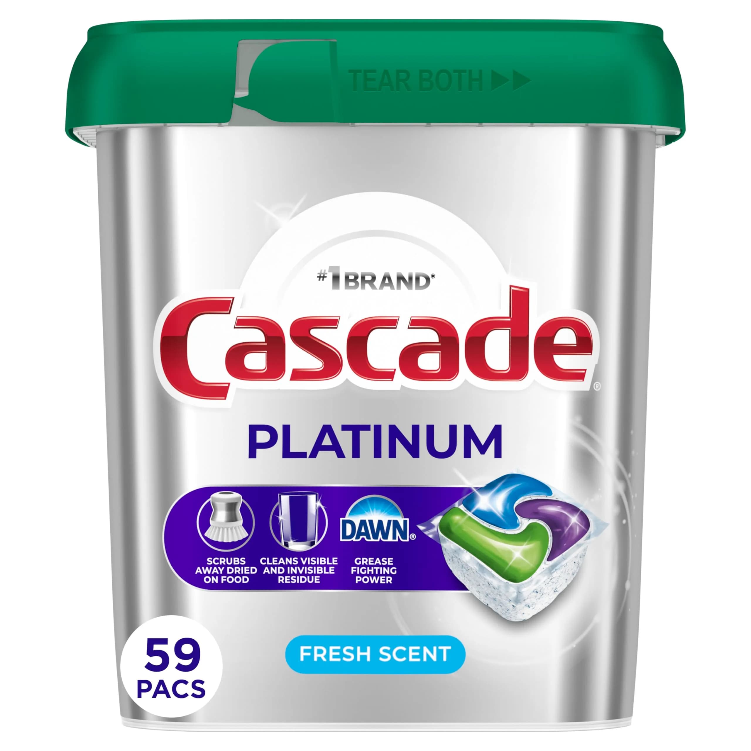 Cascade Platinum Dishwasher Pods Fresh Scent, 59 Count | Trusted USA Import for Sparkling Dishes - main product image