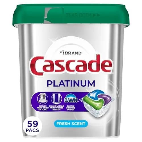 Cascade Platinum Dishwasher Pods, Fresh Scent, 59 Count | Cleans Dried-On Food Without Pre-Rinsing thumbnail 1