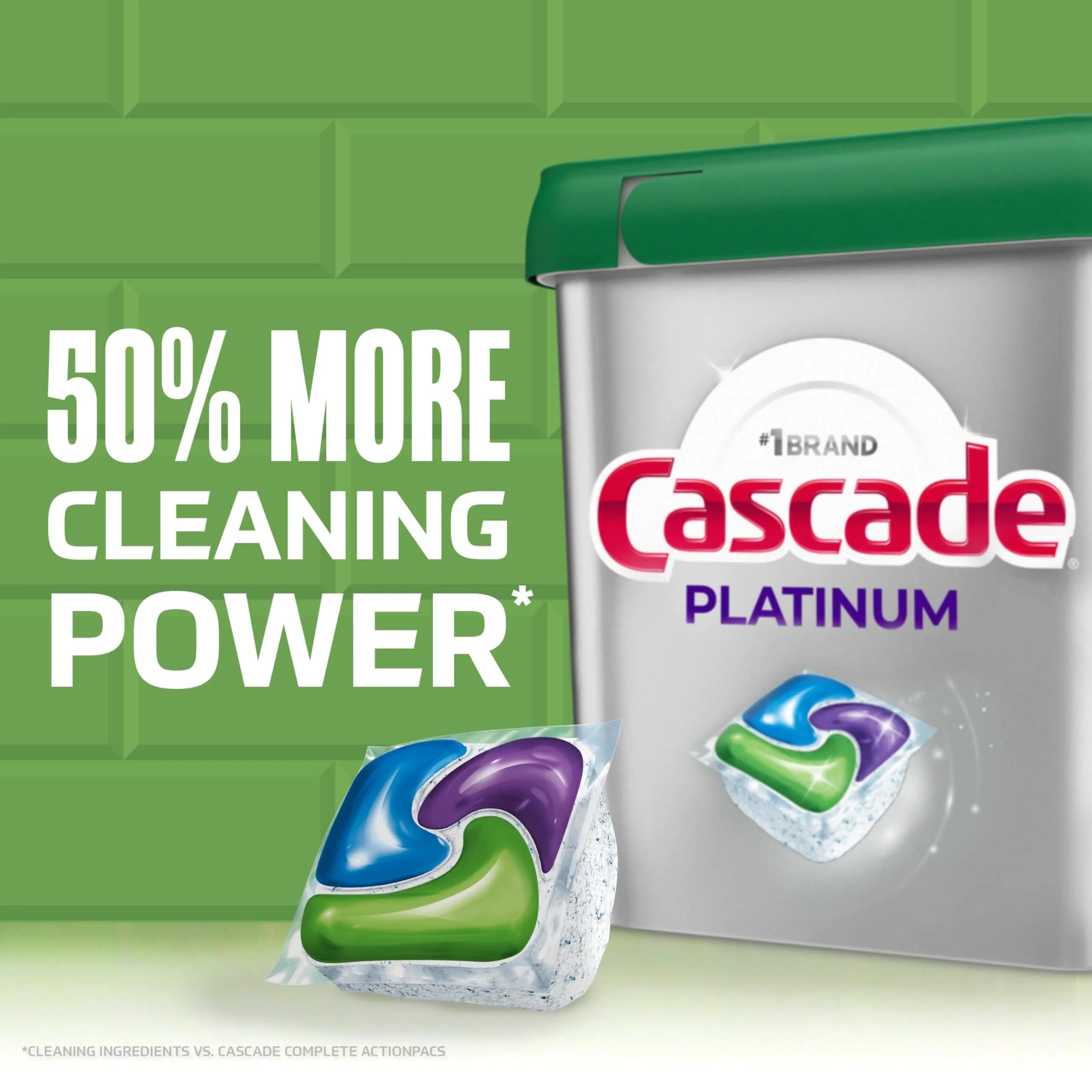 Cascade Platinum Dishwasher Pods, Fresh Scent, 59 Count | Cleans Dried-On Food Without Pre-Rinsing - view 4