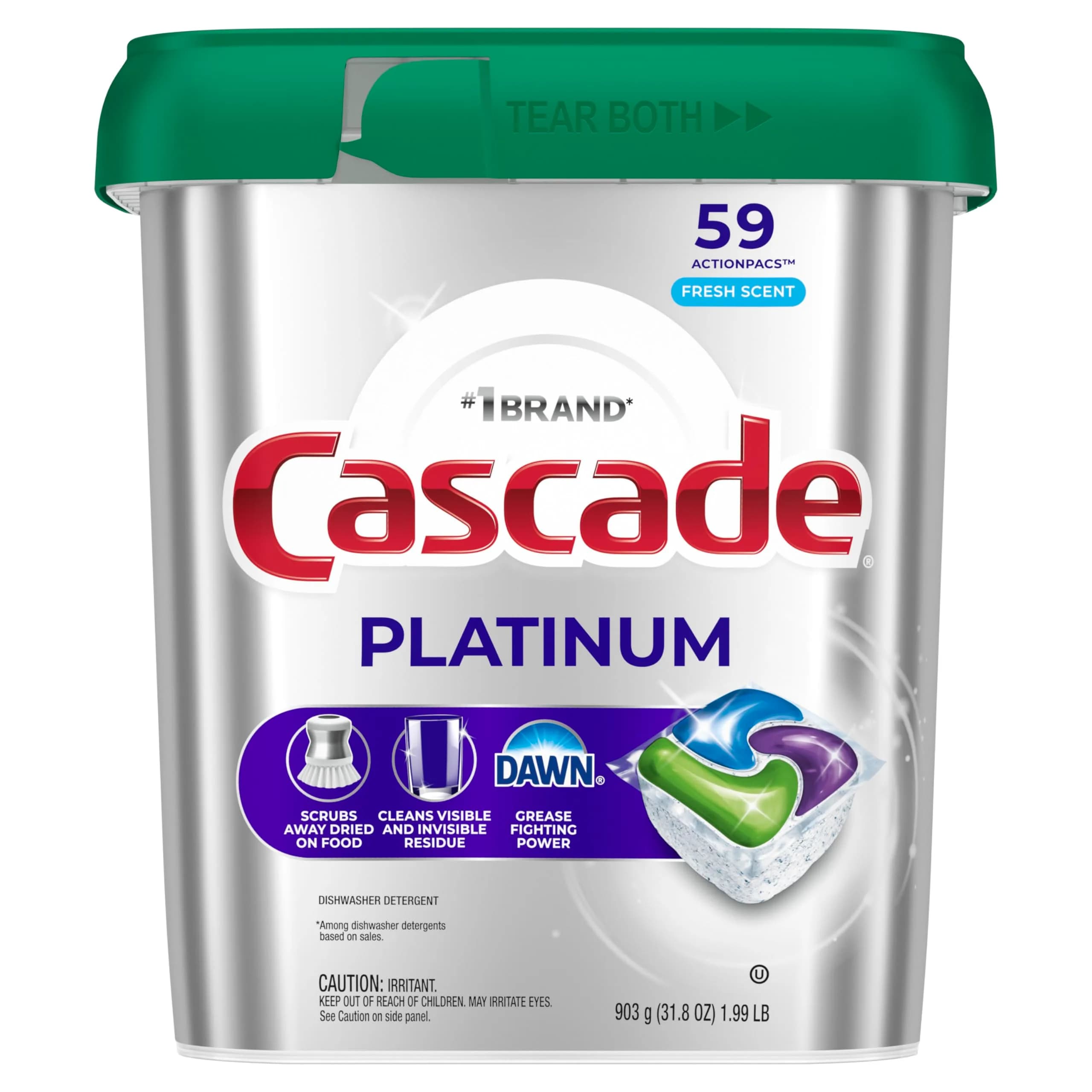 Cascade Platinum Dishwasher Pods, Fresh Scent, 59 Count | Cleans Dried-On Food Without Pre-Rinsing - view 9