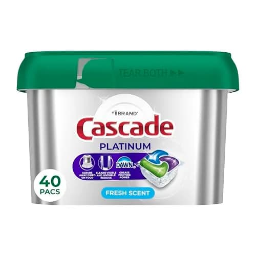 Cascade Platinum Dishwasher Pods, Fresh Scent, 40 Count | Powerful Clean with Dawn Power thumbnail 1