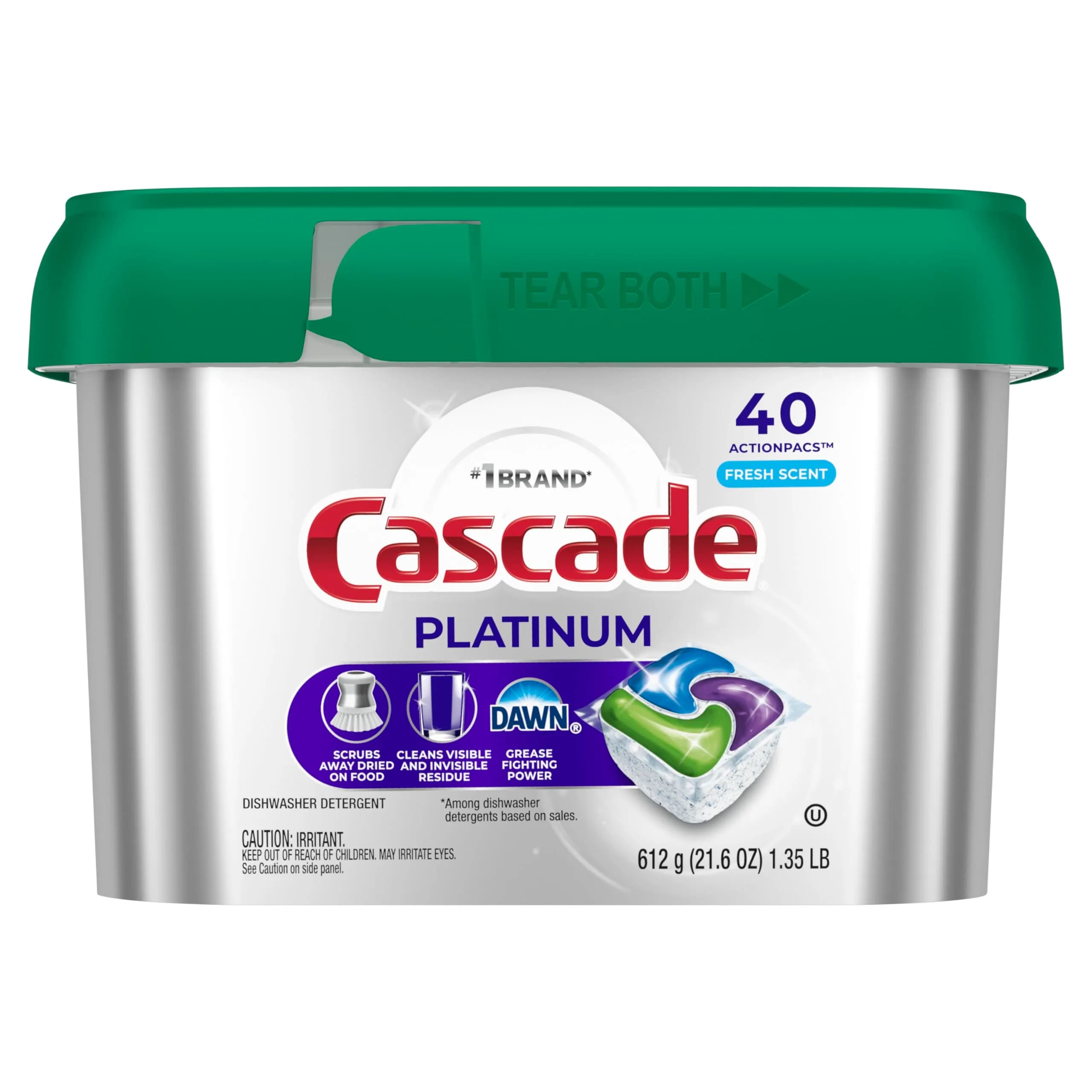 Cascade Platinum Dishwasher Pods, Fresh Scent, 40 Count | Powerful Clean with Dawn Power - view 9