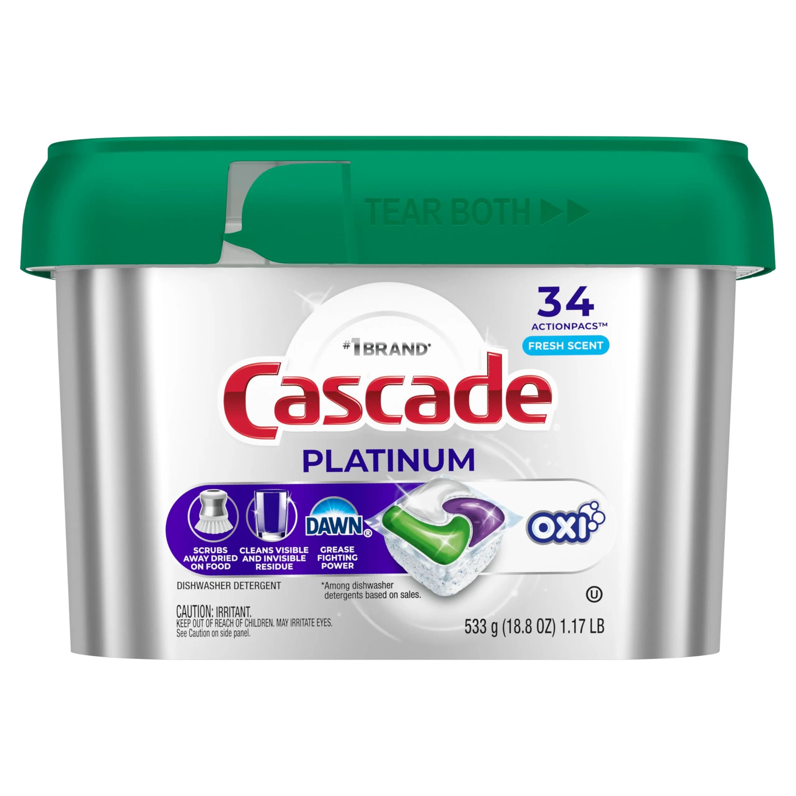 Cascade Platinum Dishwasher Pods Fresh Scent 34 Count (1.35 lb) | Cleans Burnt-On Messes Without Pre-Wash - view 9