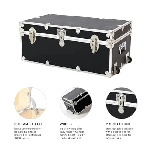 Rhino Trunk & Case Small Essential Trunk with Wheels | Dorm & Camp Storage, 30"x17"x13" thumbnail 4