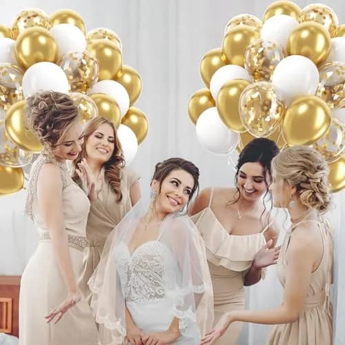awenztech Gold and White Balloons 12inch (30.48cm) | 60pcs Assorted Colors Party Pack thumbnail 6