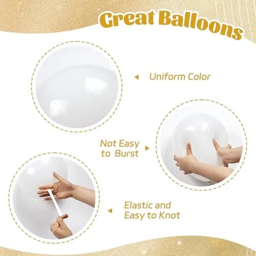 awenztech Gold and White Balloons 12inch (30.48cm) | 60pcs Assorted Colors Party Pack thumbnail 3