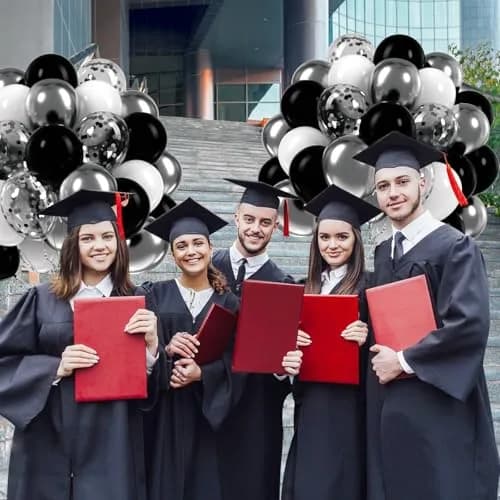 awenztech Black and Silver Balloons 12inch (30.48cm) | 60pcs Assorted Colors Party Pack thumbnail 7