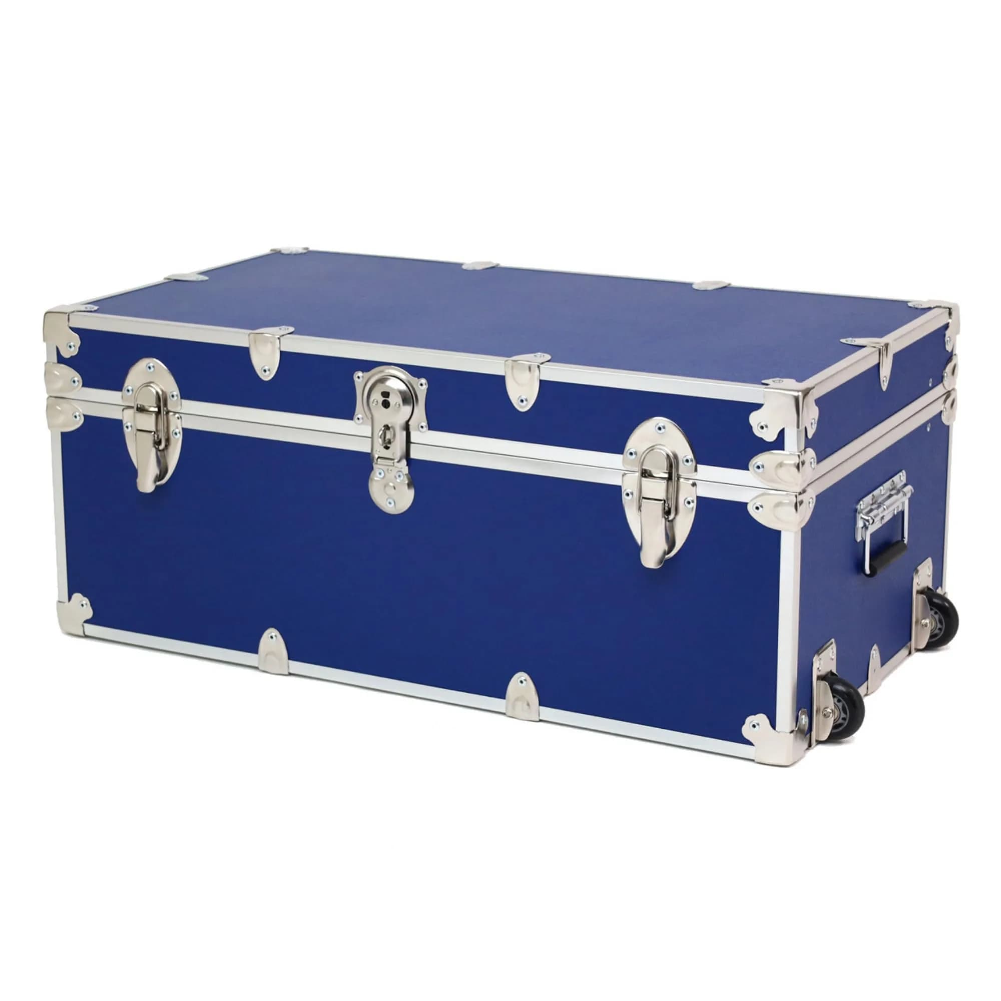 Rhino Small Essential Trunk with Wheels | Heavy-Duty Dorm & Camp Storage (30"x17"x13") — Royal Blue