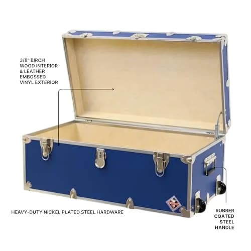 Rhino Small Essential Trunk with Wheels | Heavy-Duty Dorm & Camp Storage (30"x17"x13") thumbnail 3
