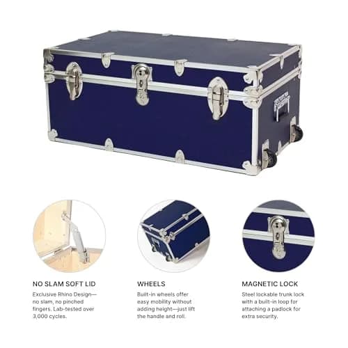 Rhino Trunk & Case Small Essential Storage Trunk 30" x 17" x 13" | Heavy Duty Dorm & Camp Storage thumbnail 4