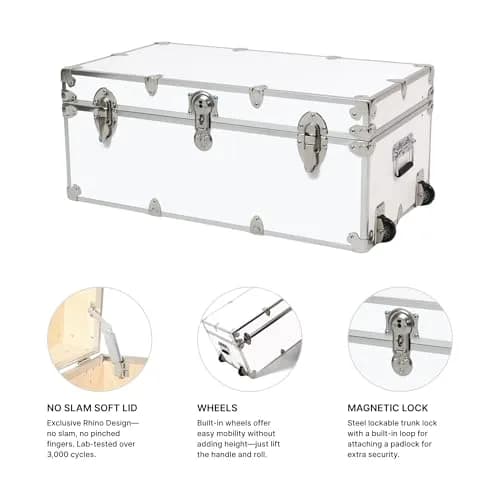Rhino Small Essential Trunk with Wheels | Dorm & Camp Storage, 30"x17"x13" thumbnail 4
