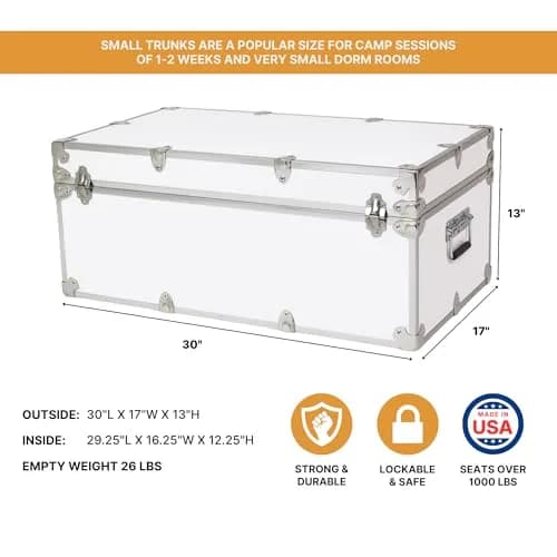 Rhino Small Essential Trunk with Wheels | Dorm & Camp Storage, 30"x17"x13" thumbnail 2