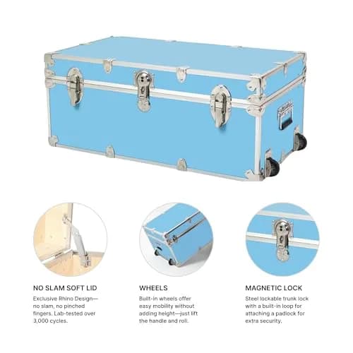 Rhino Trunk & Case Small Essential Trunk with Wheels | Dorm & Camp Storage, 30"x17"x13" thumbnail 4