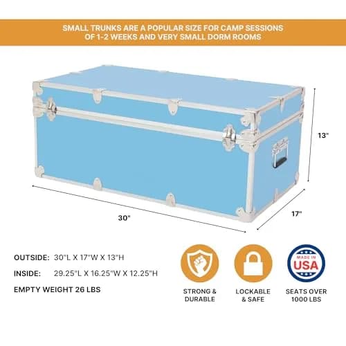 Rhino Trunk & Case Small Essential Trunk with Wheels | Dorm & Camp Storage, 30"x17"x13" thumbnail 2