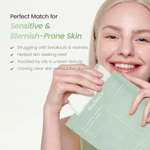 BIODANCE Deep Hydrogel Face Mask with Sea Kelp for All Skin Types, 4 Pack | Calming, Oil & Sebum Control, Sunburn Relief thumbnail 6