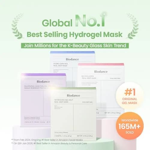 BIODANCE Deep Hydrogel Face Mask with Sea Kelp for All Skin Types, 4 Pack | Calming, Oil & Sebum Control, Sunburn Relief thumbnail 2