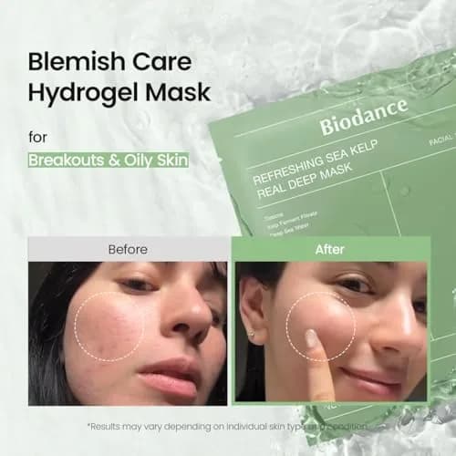 BIODANCE Deep Hydrogel Face Mask with Sea Kelp for All Skin Types, 4 Pack | Calming, Oil & Sebum Control, Sunburn Relief thumbnail 3