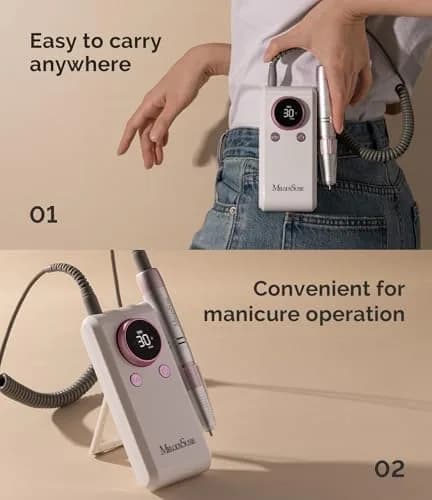 MelodySusie SC330G Rechargeable Nail Drill 30000RPM | Built-in Stand, Rose Gold, 12h Battery thumbnail 2