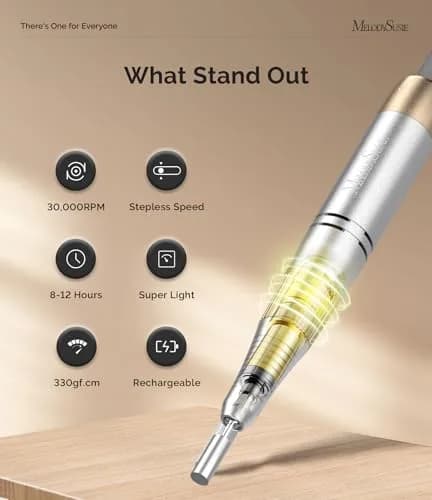 MelodySusie SC330G 30000 RPM Nail Drill with Built-in Stand | Cordless E-file for Beginners thumbnail 4