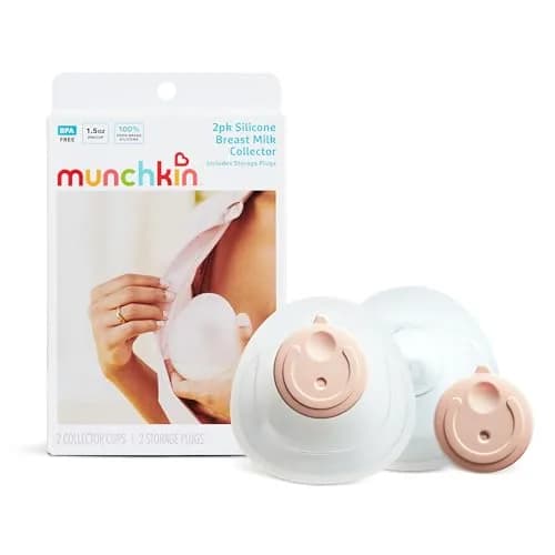 Munchkin Silicone Breast Milk Collector Cups with Storage Plugs, 45ml (1.5 Fl Oz Each) | BPA-Free Food-Grade Silicone - main product image