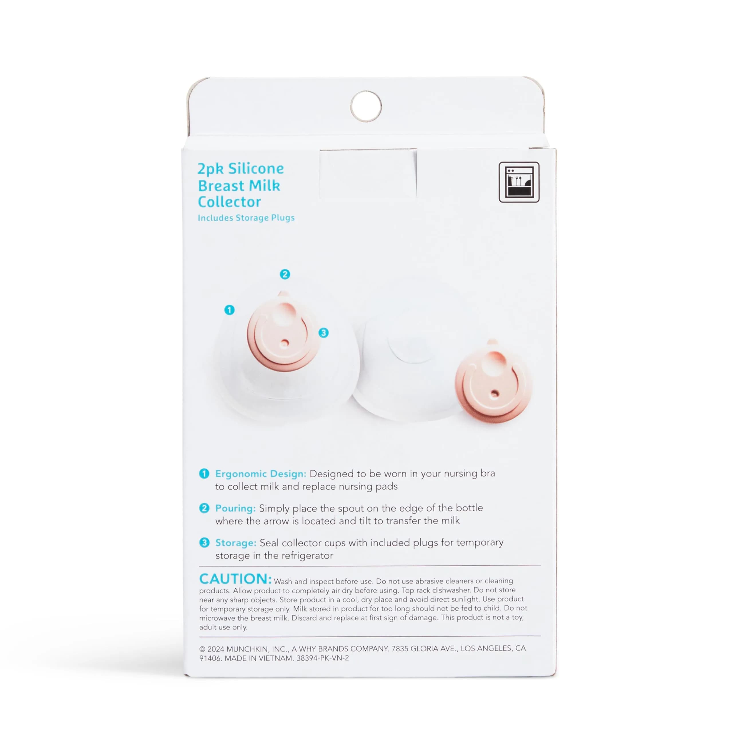Munchkin Silicone Breast Milk Collector Cups with Storage Plugs, 45ml (1.5 Fl Oz Each) | BPA-Free Food-Grade Silicone - view 8