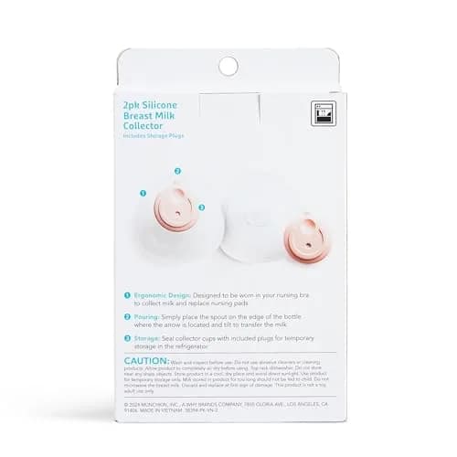 Munchkin Silicone Breast Milk Collector Cups with Storage Plugs, 45ml (1.5 Fl Oz Each) | BPA-Free Food-Grade Silicone thumbnail 8