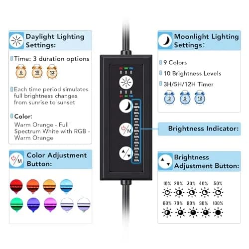 hygger 24/7 Customizable Aquarium LED Light 16W (0.45 kg) | Full Spectrum Planted Fish Tank Light with Sunrise Sunset Moonlight thumbnail 2