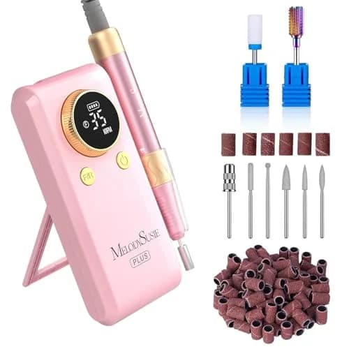 MelodySusie SM330G Rechargeable Nail Drill 35000RPM with Adjustable Stand & Lightweight Handpiece | Coreless Motor, 13-18 Hr Runtime — 35000rpm Coreless Motor-pink