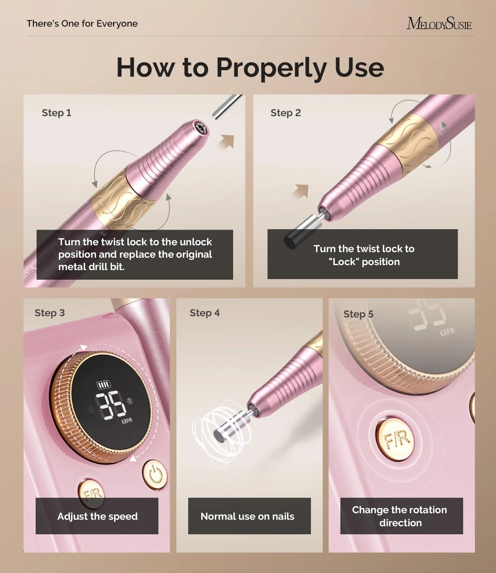 MelodySusie SM330G Rechargeable Nail Drill 35000RPM with Adjustable Stand & Lightweight Handpiece | Coreless Motor, 13-18 Hr Runtime - view 5