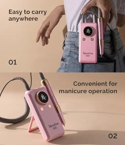 MelodySusie SM330G Rechargeable Nail Drill 35000RPM with Adjustable Stand & Lightweight Handpiece | Coreless Motor, 13-18 Hr Runtime thumbnail 2