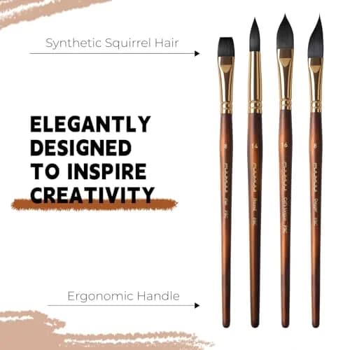Fuumuui Watercolor Brushes Professional 10Pcs Synthetic Squirrel Hair Paint Brush Set with Flat, Round, Dagger, Cat's Tongue Oval Wash Shapes | Artist & Beginner Friendly thumbnail 7