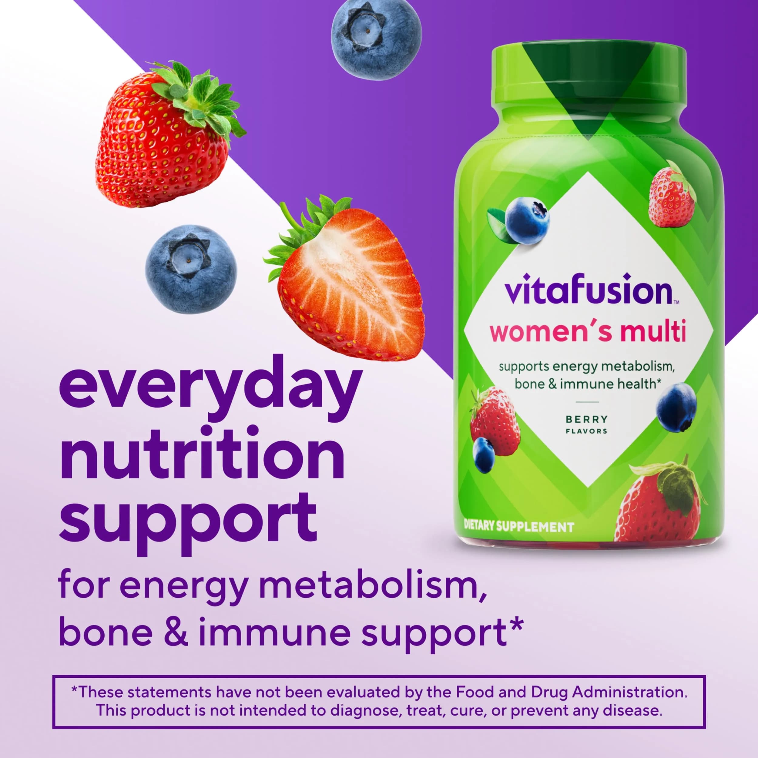 Vitafusion Women's Multivitamin Gummies Berry Flavored | Energy Metabolism, Bone & Immune Support (120 Count) - view 3