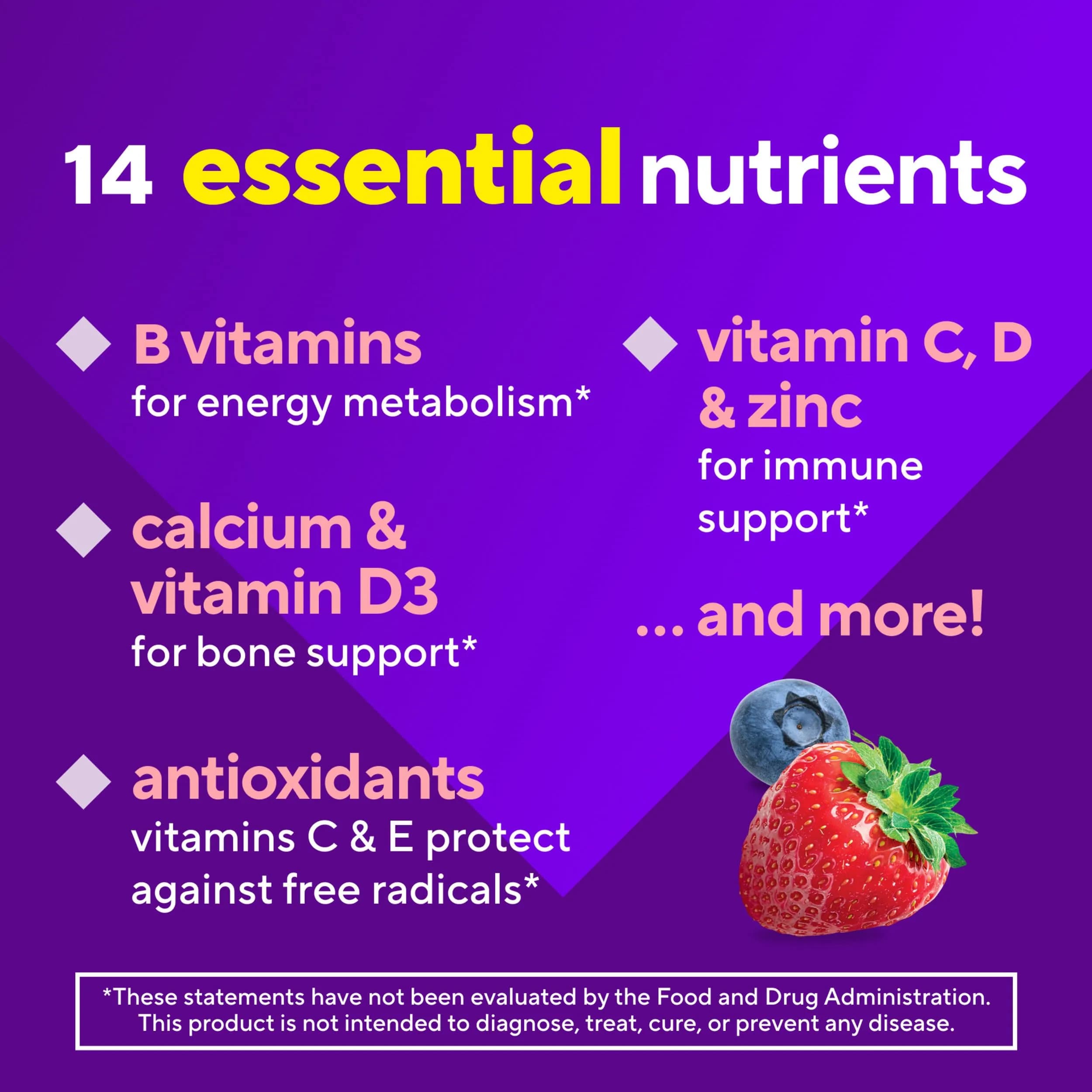 Vitafusion Women's Multivitamin Gummies Berry Flavored | Energy Metabolism, Bone & Immune Support (120 Count) - view 6