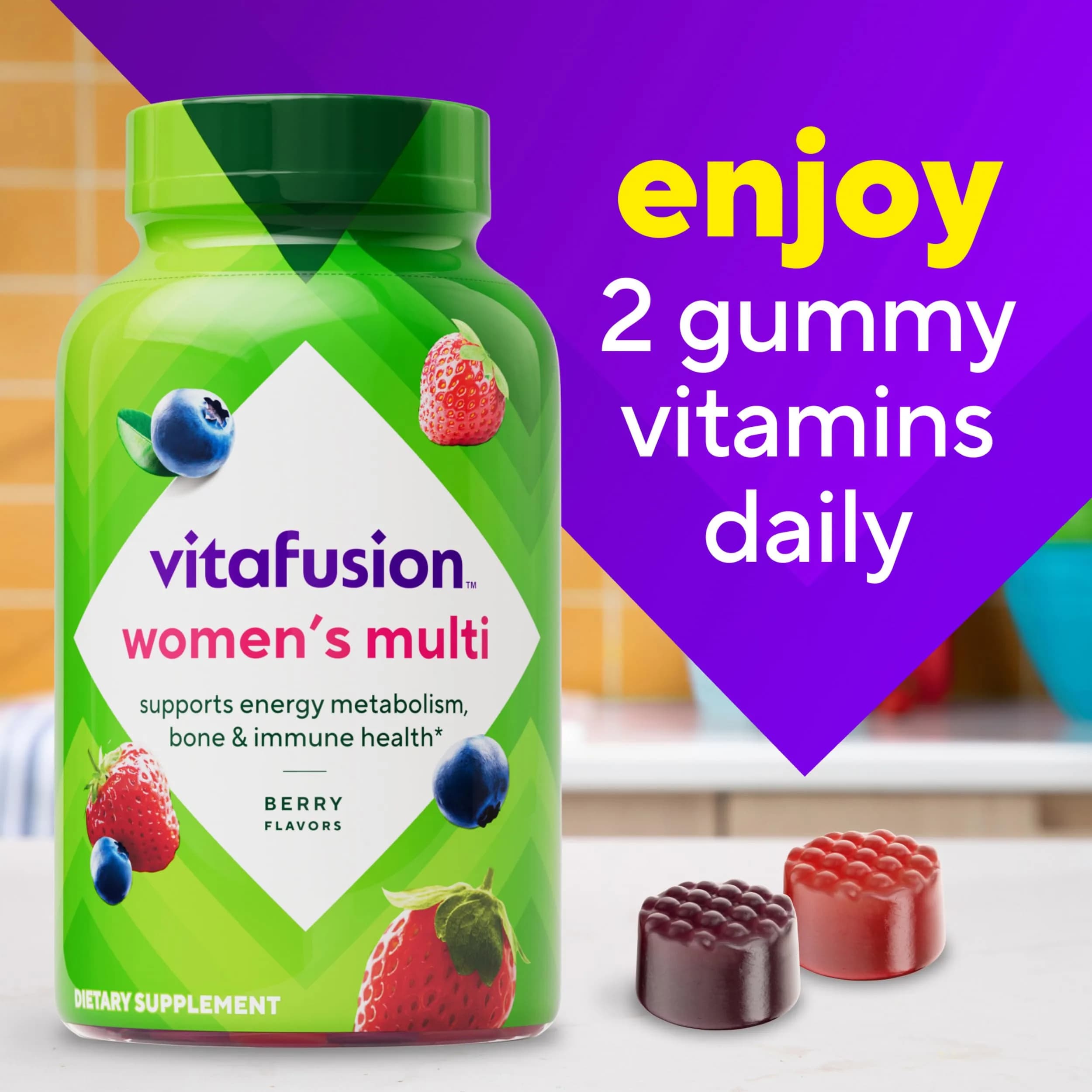 Vitafusion Women's Multivitamin Gummies Berry Flavored | Energy Metabolism, Bone & Immune Support (120 Count) - view 9