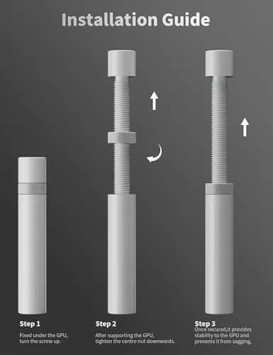 upHere GPU Support Bracket, White, 70-120mm | Aluminum Video Card Sag Holder for NVIDIA AMD thumbnail 6