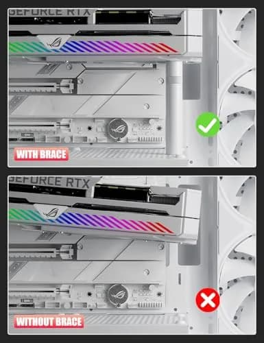 upHere GPU Support Bracket, White, 70-120mm | Aluminum Video Card Sag Holder for NVIDIA AMD thumbnail 3