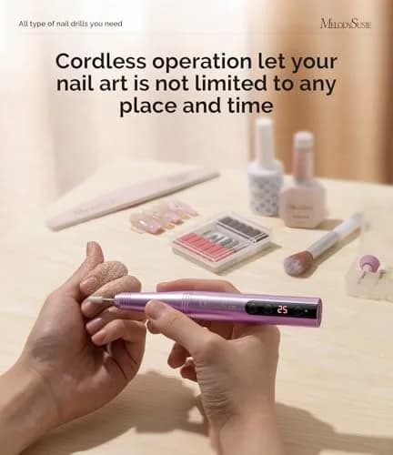 MelodySusie PC180F Cordless Nail Drill 25000RPM Rose Gold | Professional Electric File for All Nail Care thumbnail 7