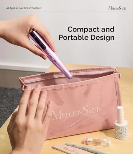 MelodySusie PC180F Cordless Nail Drill 25000RPM Rose Gold | Professional Electric File for All Nail Care thumbnail 3