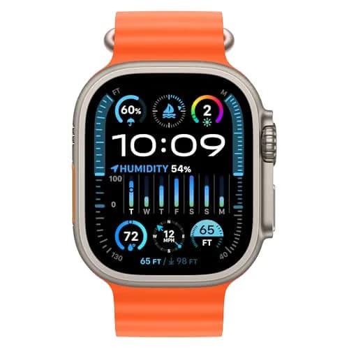 Apple Watch Ultra 2 [GPS + Cellular, 49mm] Rugged Titanium Case Orange Ocean Band | Always-On Retina Display 3000 Nits Brightness thumbnail 2