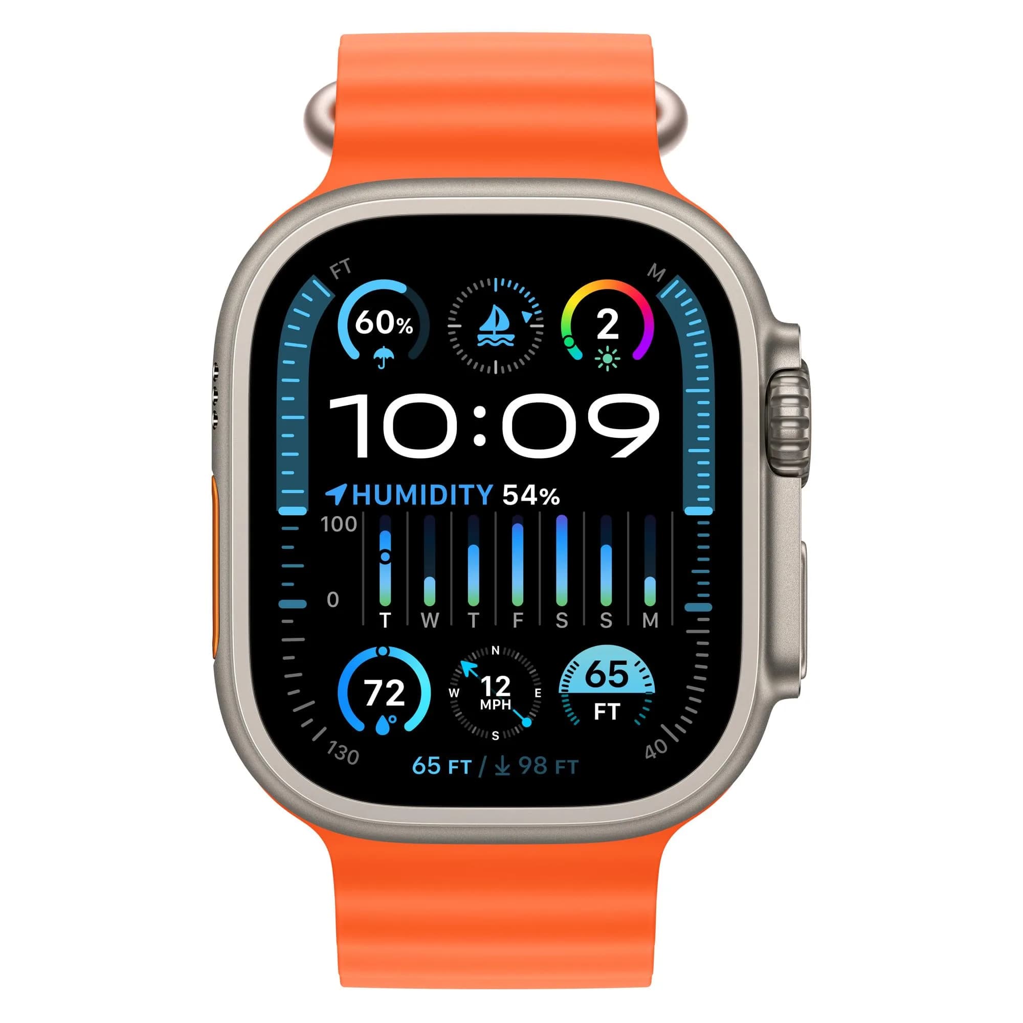 Apple Watch Ultra 2 [GPS + Cellular, 49mm] Black Titanium Case with Orange Ocean Band - Rugged Adventure Smartwatch - view 2
