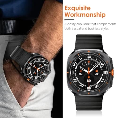 NewWays Samsung Galaxy Watch Ultra Bands 47mm Stainless Steel Link Bracelet Black | No-Gap Rugged Strap for Men thumbnail 7