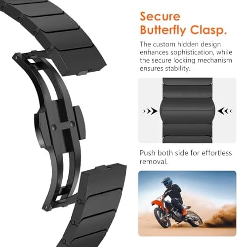 NewWays Samsung Galaxy Watch Ultra Bands 47mm Stainless Steel Link Bracelet Black | No-Gap Rugged Strap for Men thumbnail 4