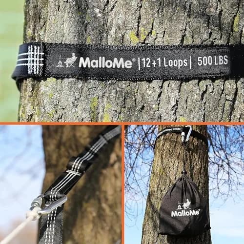 MalloMe Heavy Duty Hammock Tree Straps Kit - 20ft (610cm) Adjustable Tree Strap for Hammocks, Swings & Outdoor Use | 1000lb Capacity thumbnail 3