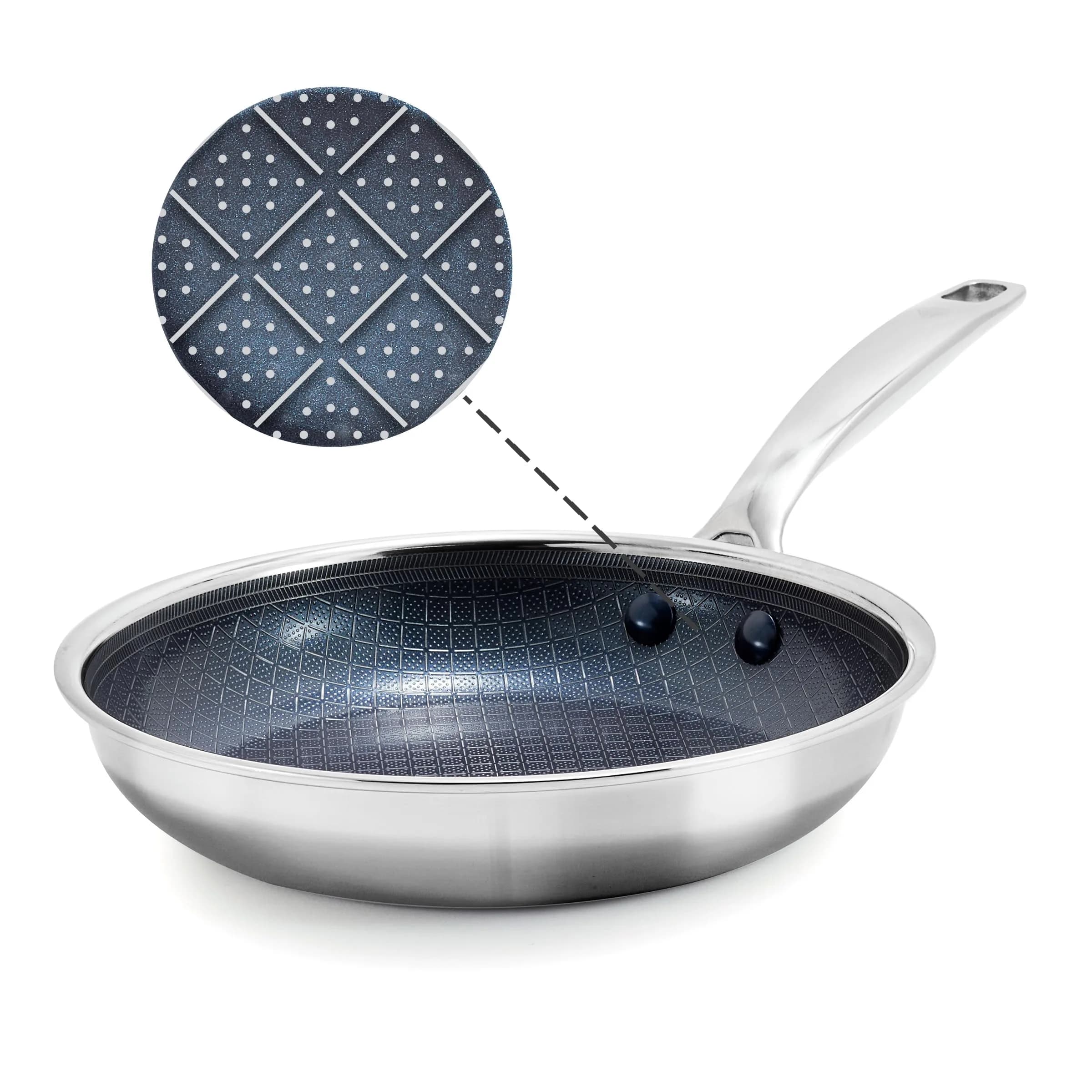 Blue Diamond Hybrid 10" Stainless Steel Nonstick Frying Pan | Diamond Bond Technology, Induction & All Cooktop Ready