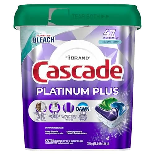 Cascade Platinum Plus Dishwasher Detergent Pods Mountain 47 Count | 100% Food Residue Removal thumbnail 9