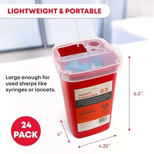 Ever Ready First Aid 1 Quart Sharps Container 24-Count Pack | Safe Biohazard Disposal for Home & Travel thumbnail 2