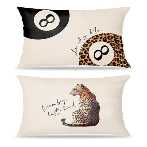 FITIE Leopard Cheetah Throw Pillow Covers 12x20 | Trendy Animal Print Decor for Girls Room & Dorm thumbnail 1